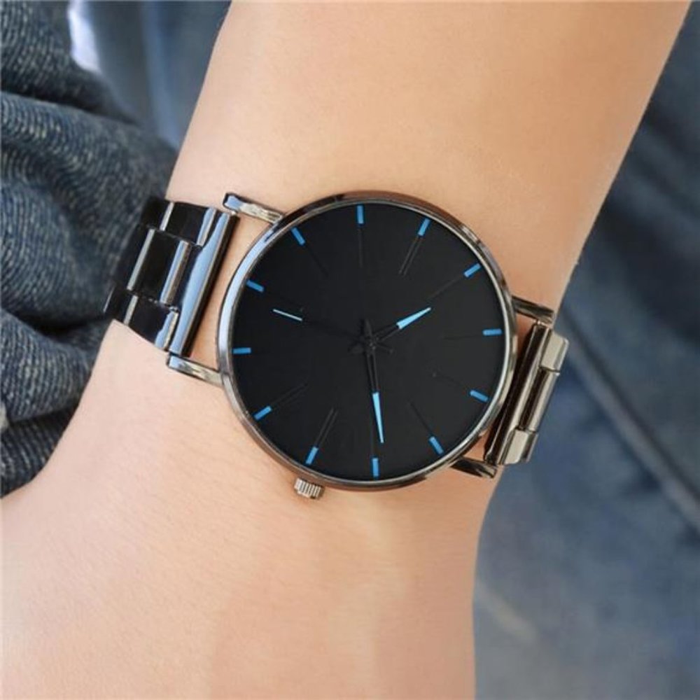 Watch Man Black Watch Male Casual Business Watch: Ultra Thin Stainless Steel - Picture 5 of 5